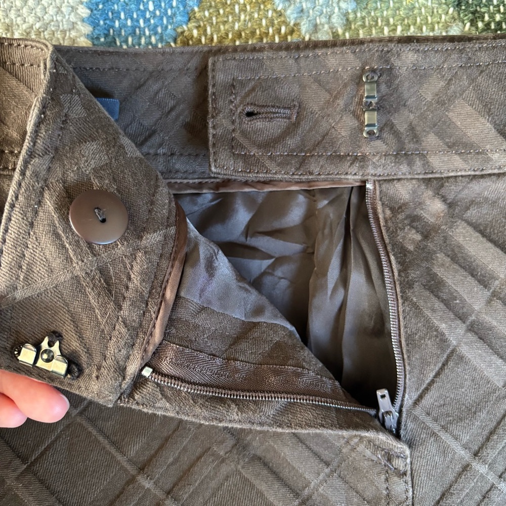 Burberry Brown Plaid Pattern Embossed Pencil Skir… - image 3